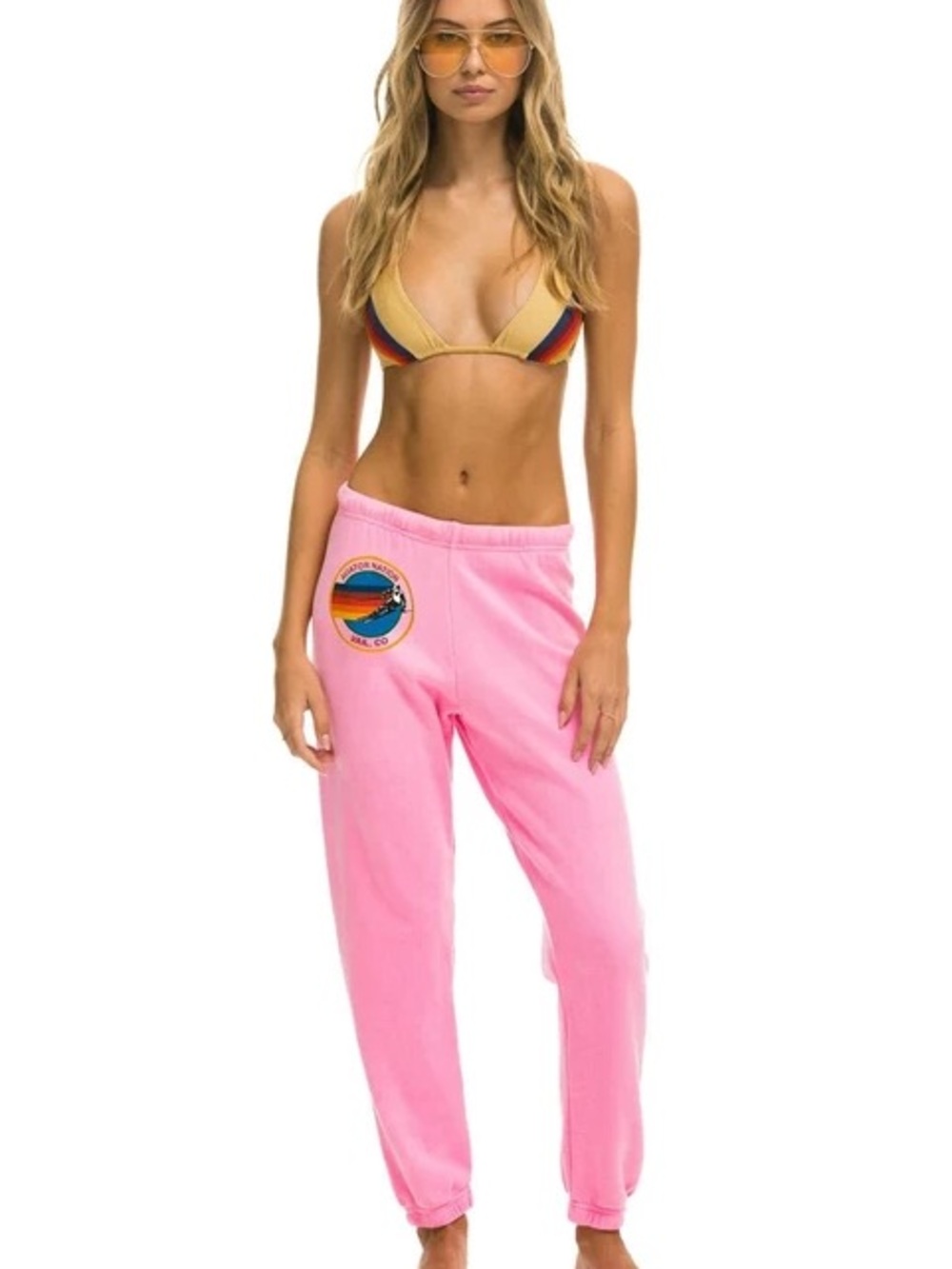 Aviator Nation Pink Kids Sweatpants with Surf Badge